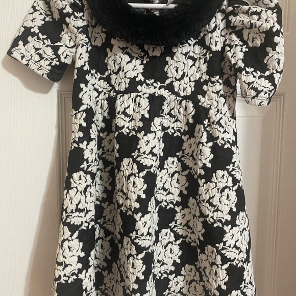Janie and Jack Faux Fur Floral Jacquard Dress - Picture 2 of 8